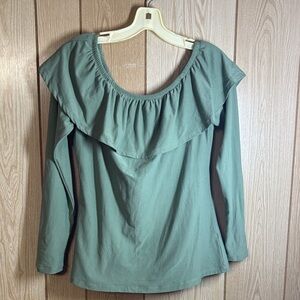Ultra Flirt Sage Green Ruffle Blouse